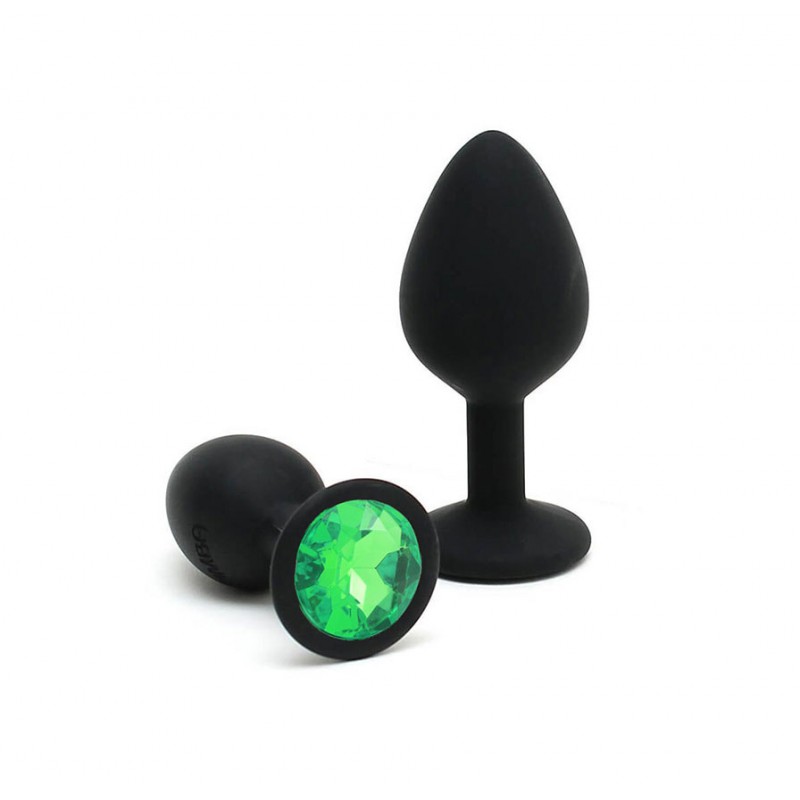 Adora Black Jewel Silicone Butt Plug - Dark Green - Small